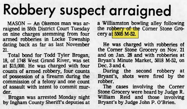 Cornerstone Grocery - Jan 30 1980 Article On Robbery (newer photo)